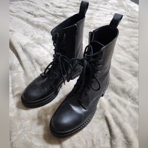 Steve Madden Black Leather Combat Boots